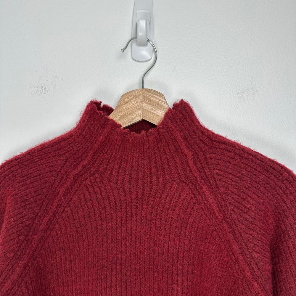 Favorite Daughter The Oma Wool Blend Raw Edge Ribbed Sweater Burgundy XS - Picture 6 of 14